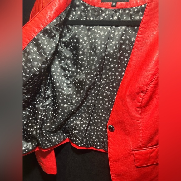 BLACK RIVET {Women's Red Faux Leather Blazer/Jacket. Size M - Picture 11 of 15